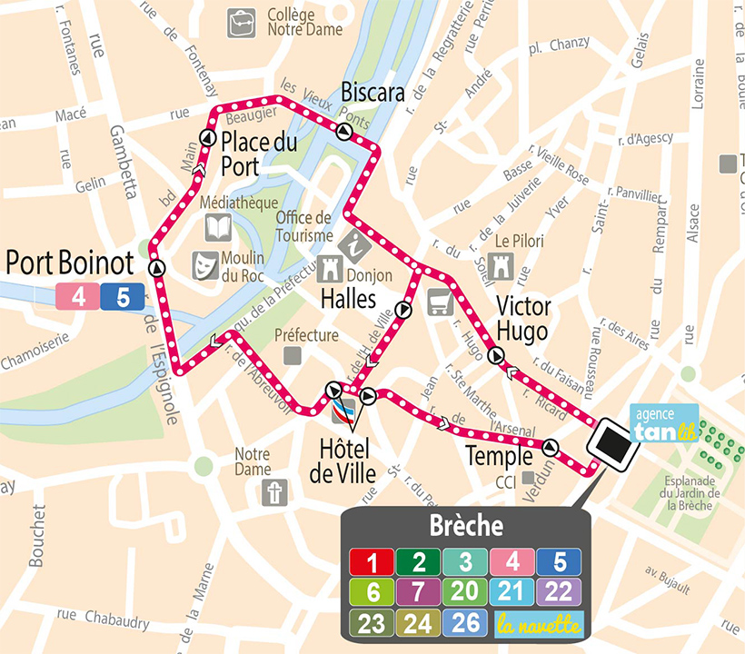 Plan Des Rues De La Ville De Niort Navette pour le centre ville de Niort par le réseau TanLib